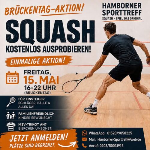 Brückentags-Aktion: Squash kostenlos ausprobieren!